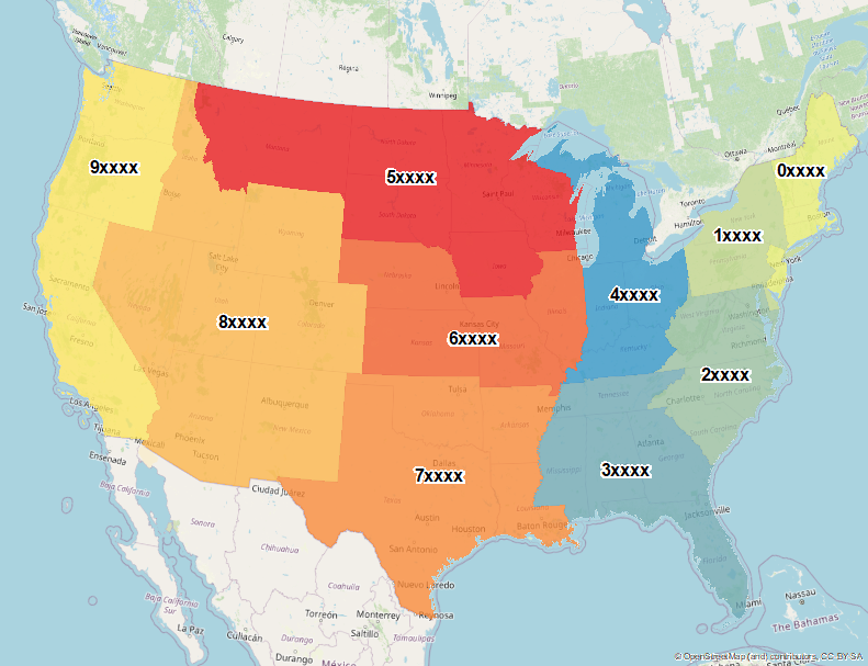 First Level US ZIP Code Map