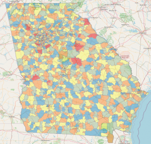 Georgia ZIP Codes ZipDataMaps Blog   Georgia Zip Code Map 300x285 